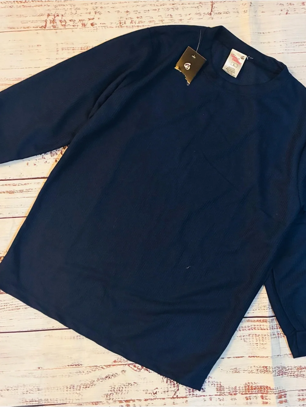 Boys Navy Long Sleeve Crewneck Mesh Top Size Large 9/10